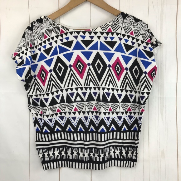 Josep A Tribal White Sleeveless Top Size L - Picture 1 of 6